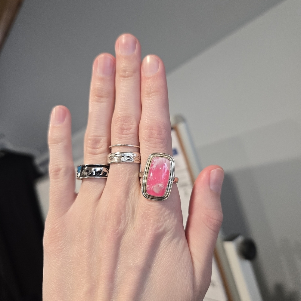 Pink Moonstone Sterling Ring